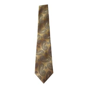 Vintage 7th Ave Gold Brown Paisley Necktie Classic Men's Dress Tie Business